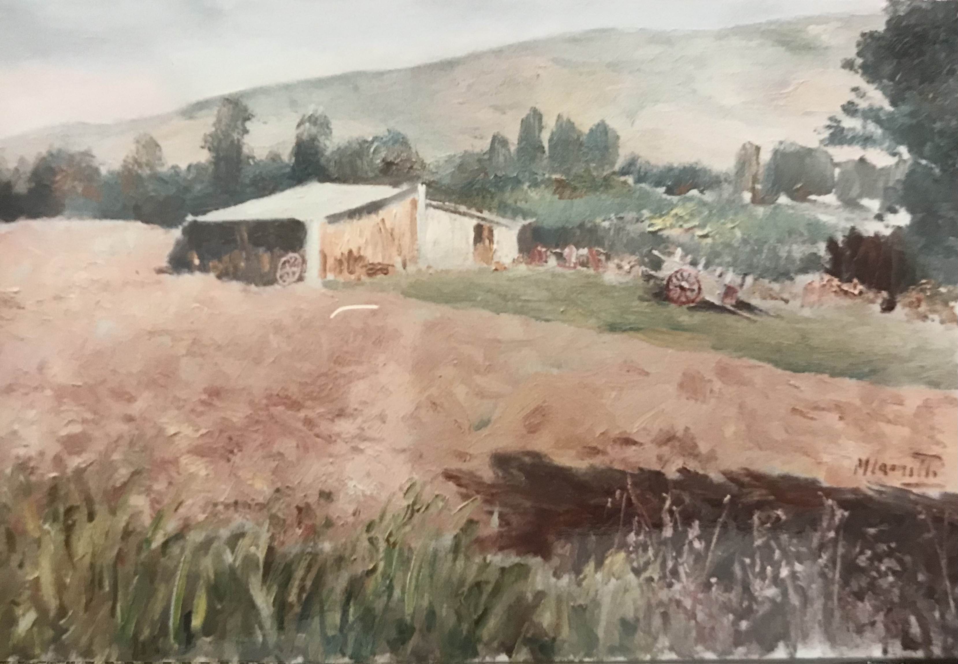 Vecchio Casolare con carretti - olio su tela 50x60