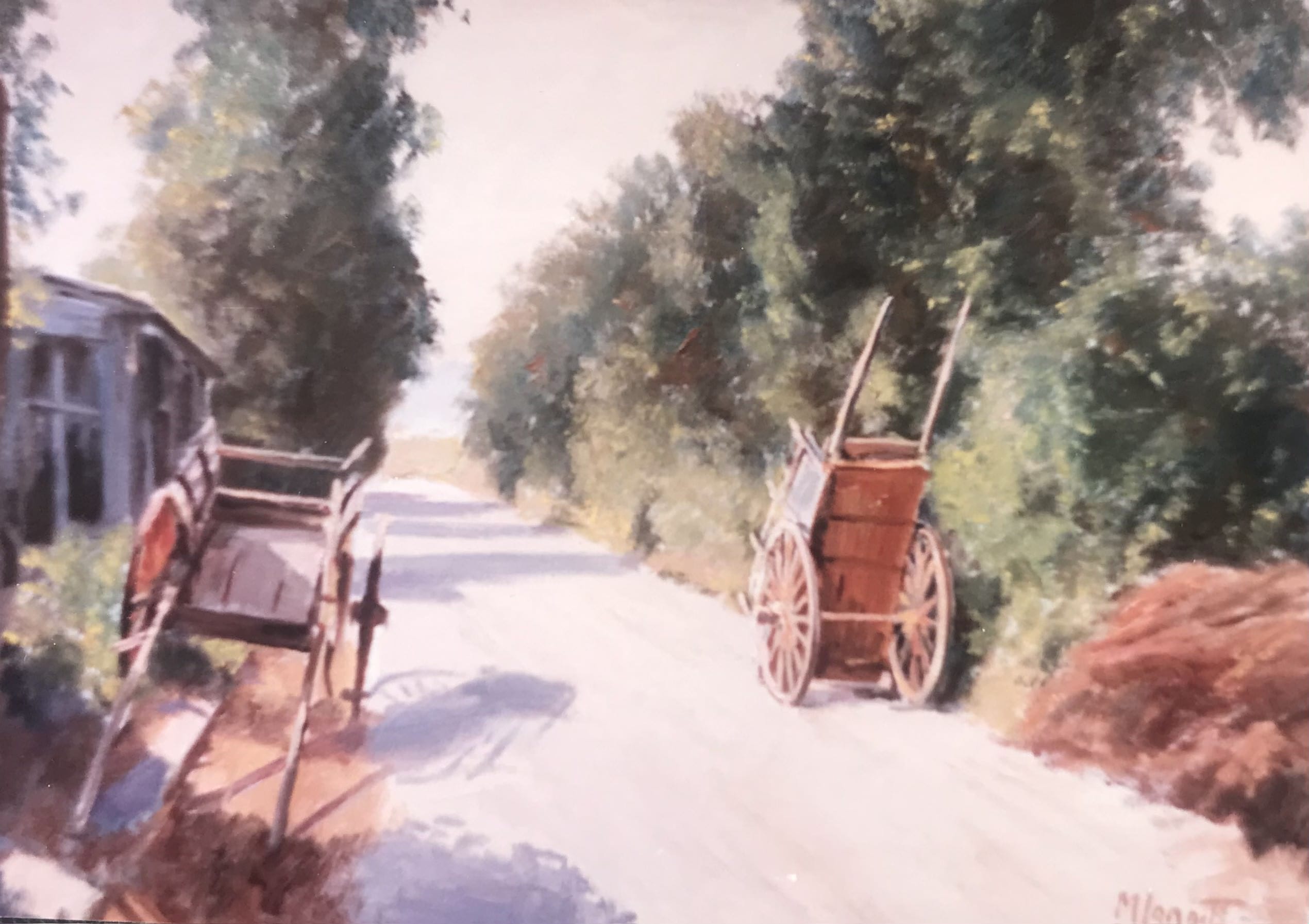 Due carretti sulla strada - olio su tela 60x40