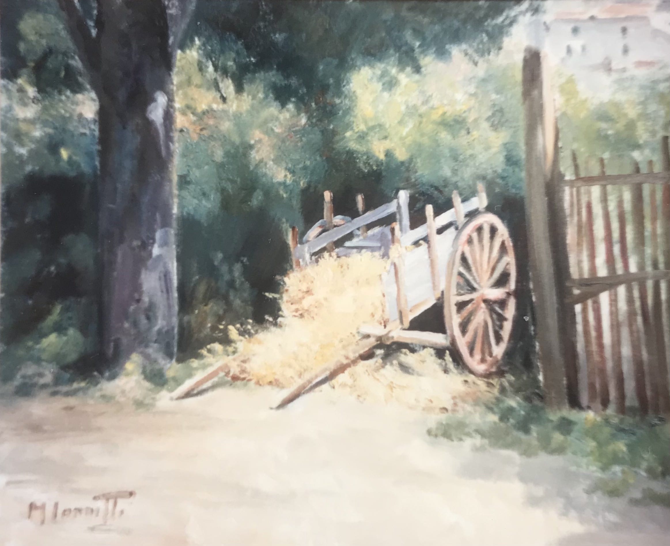 Carretto con paglia - olio su tela 35x50