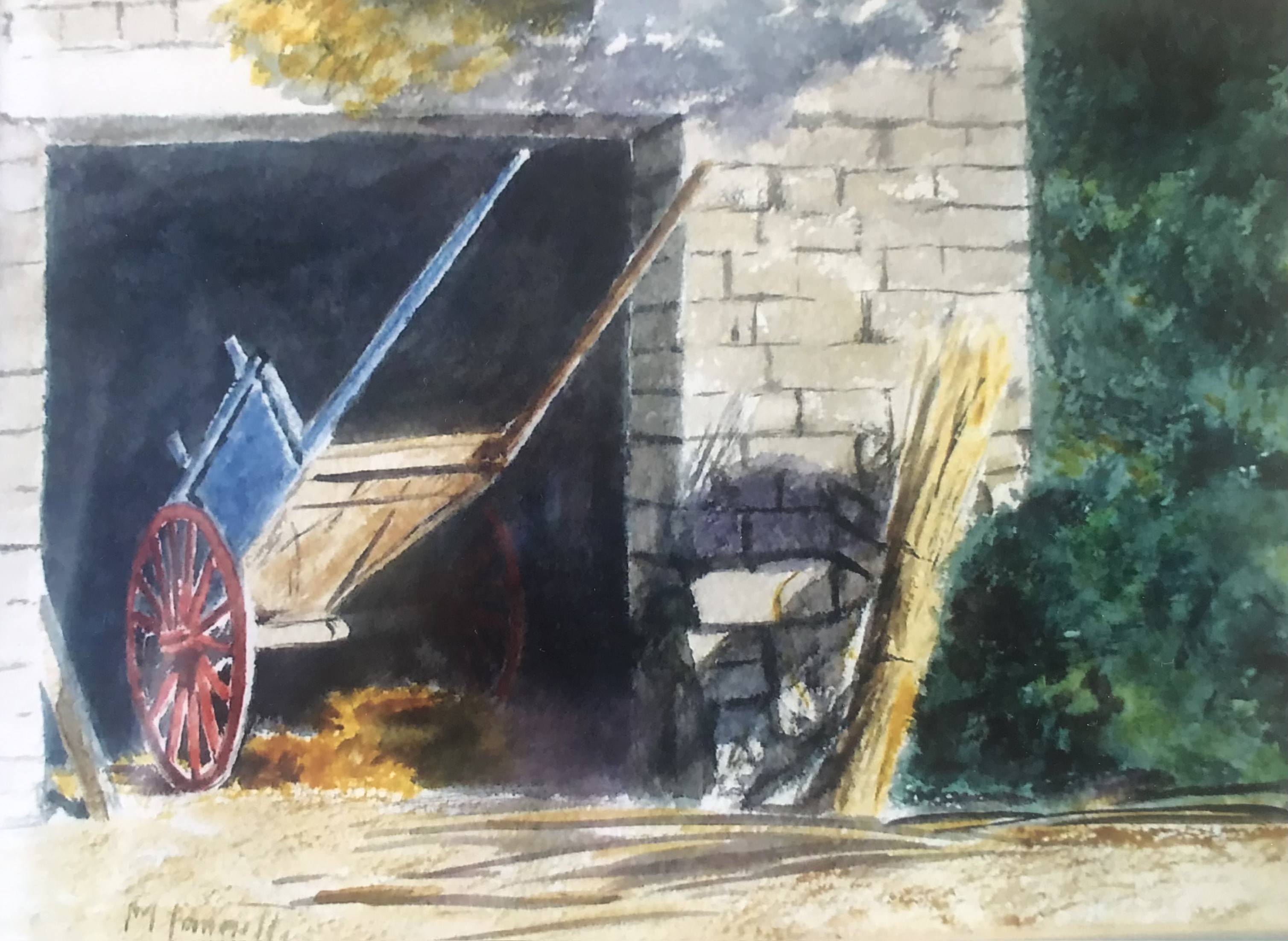 Carretto in rimessa - olio su tela 30x40