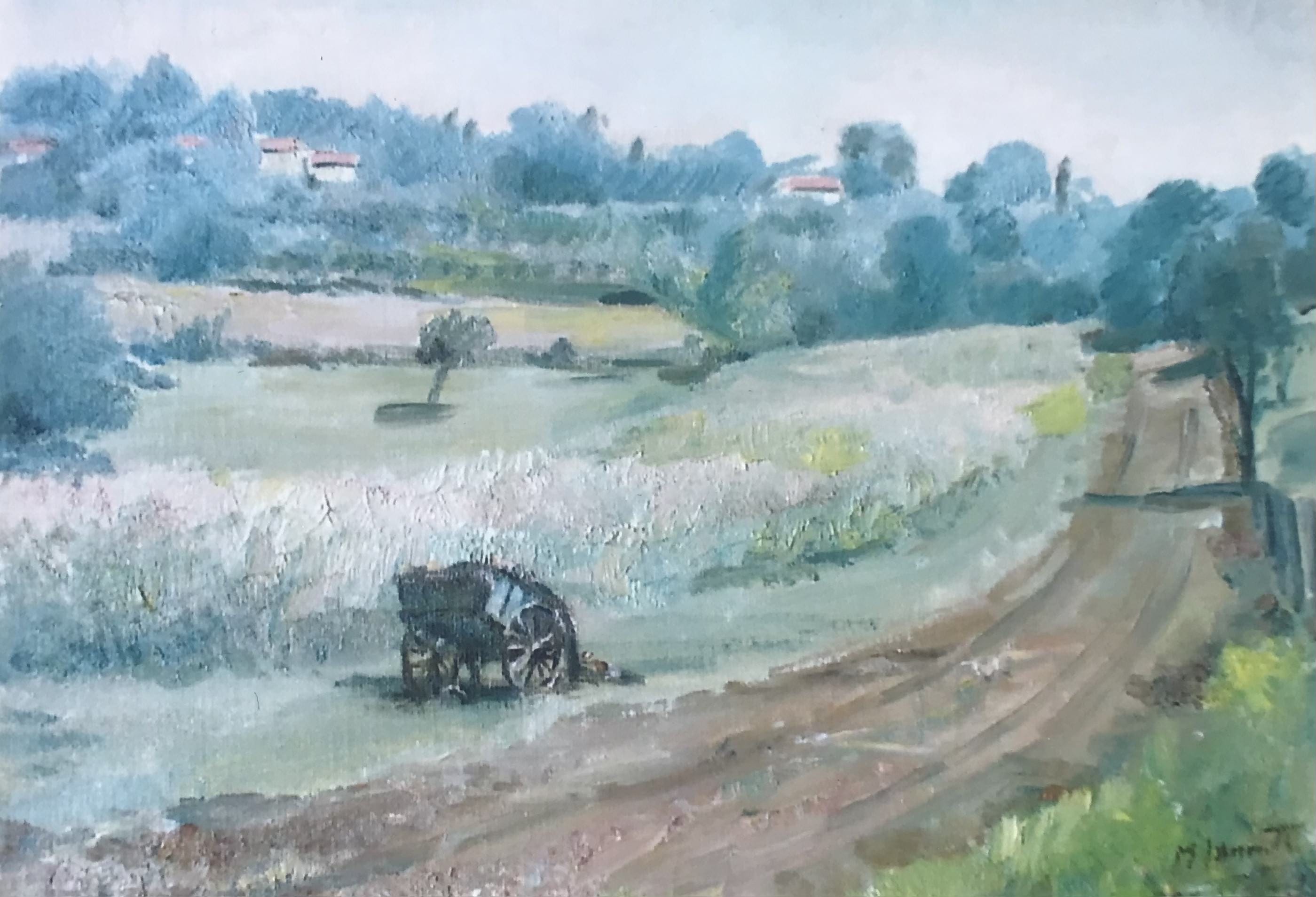 Carretto abbandonato - olio su tela 35x50