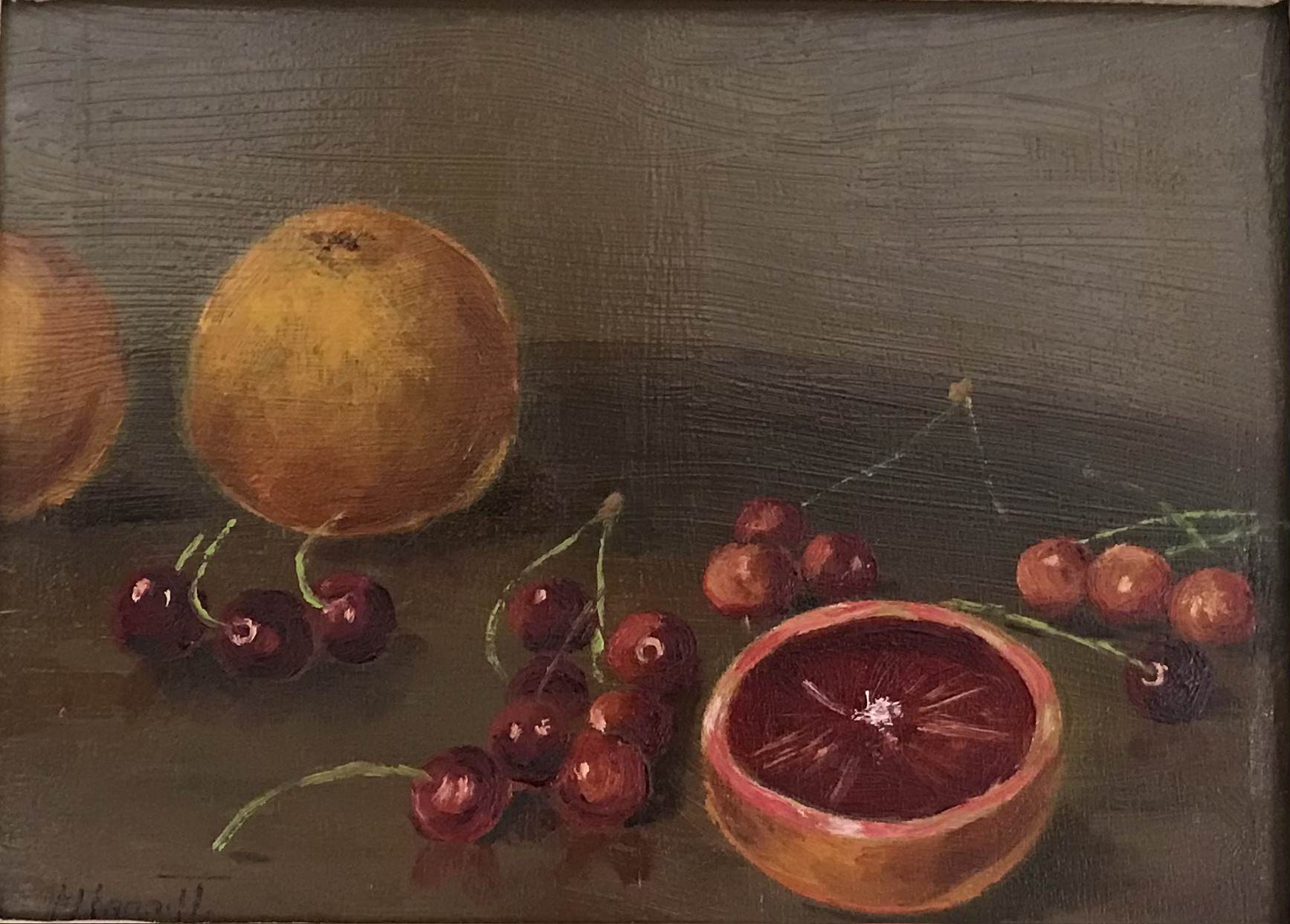 Arance e ciliegie - olio su tela