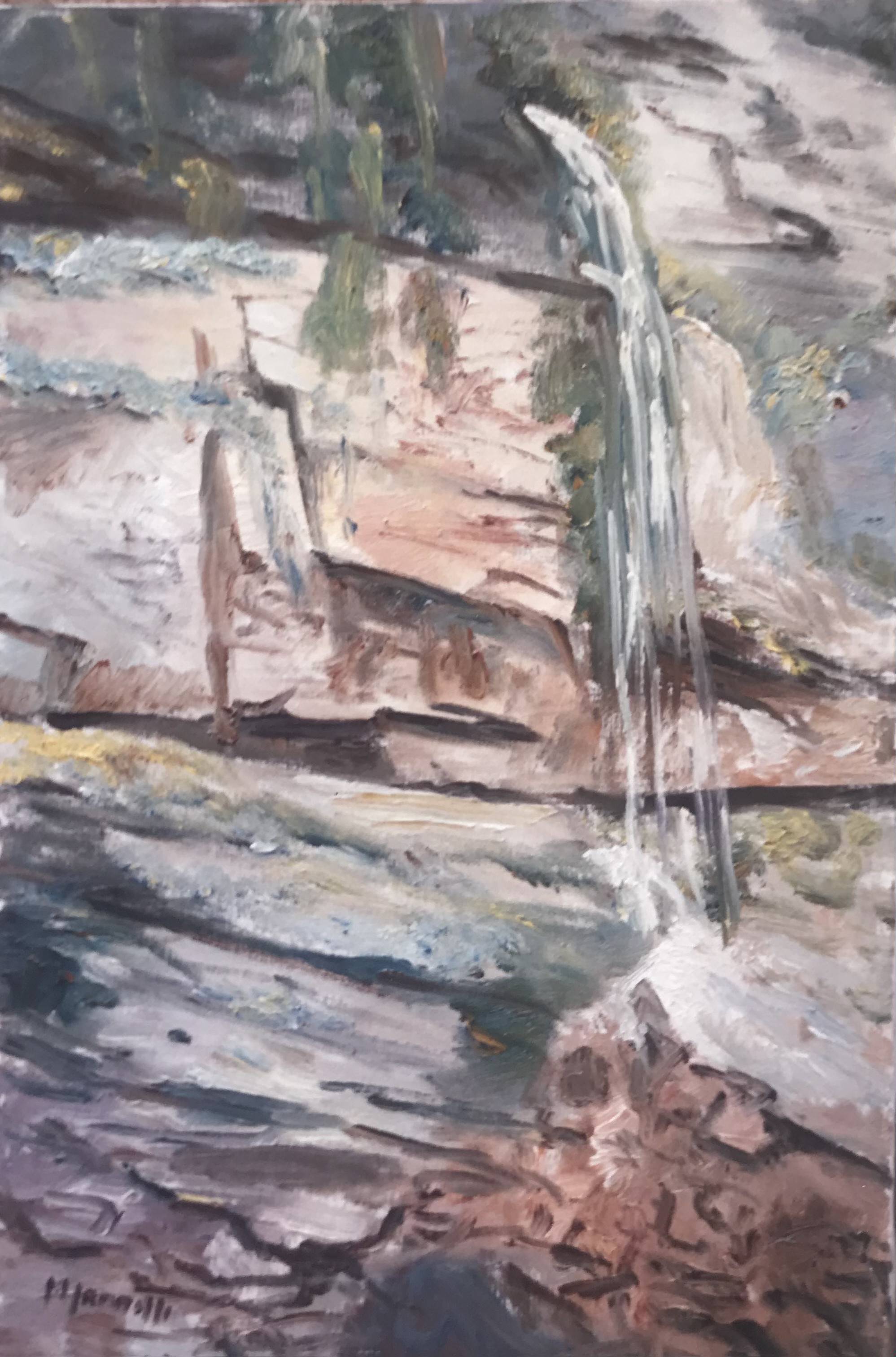 La cascata a Monte Cimone - olio su tela 40x60