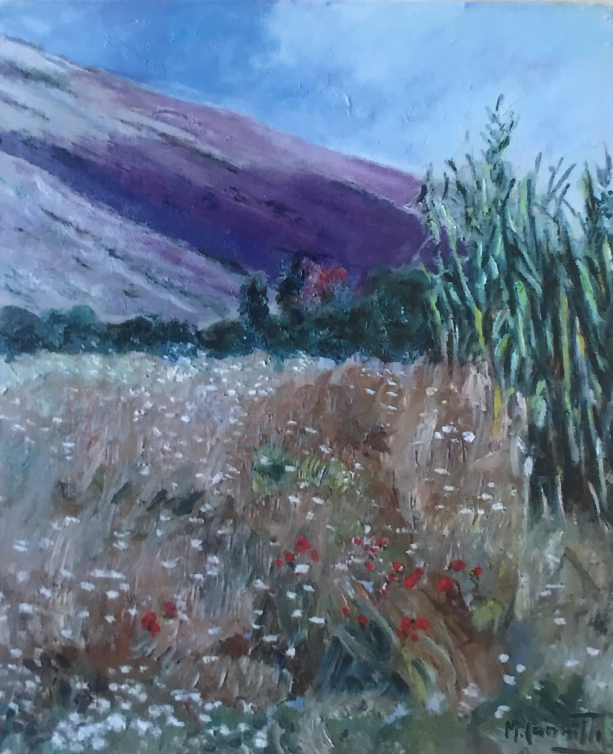 Canneto con fiori di campo - olio su tela 40x50