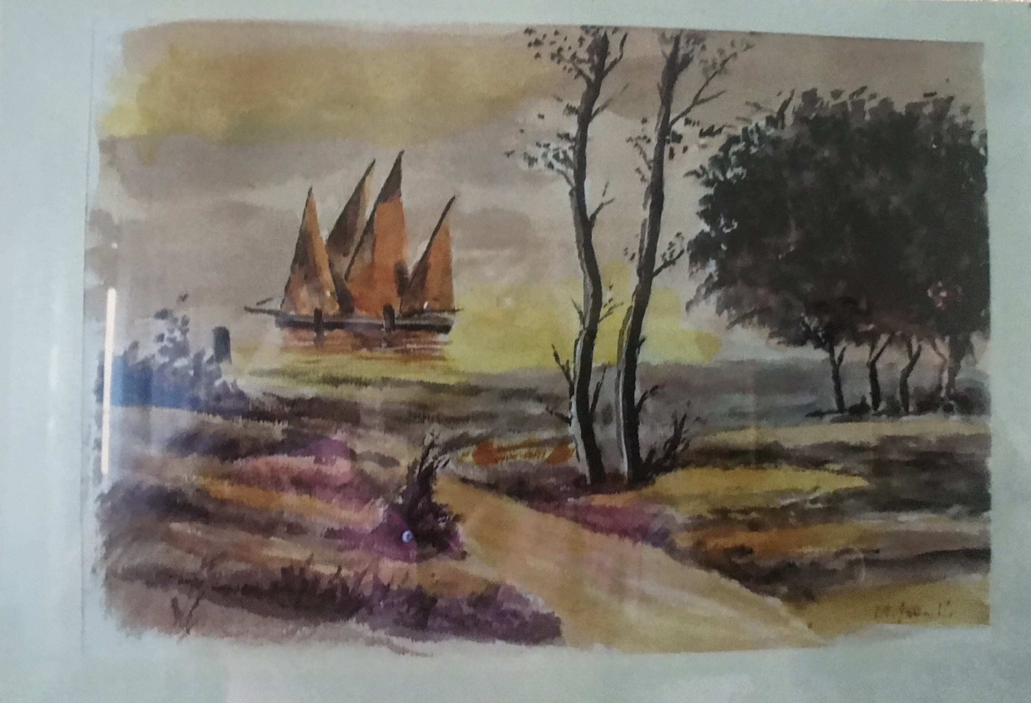 Paesaggi con barche - Acquerello 30x40