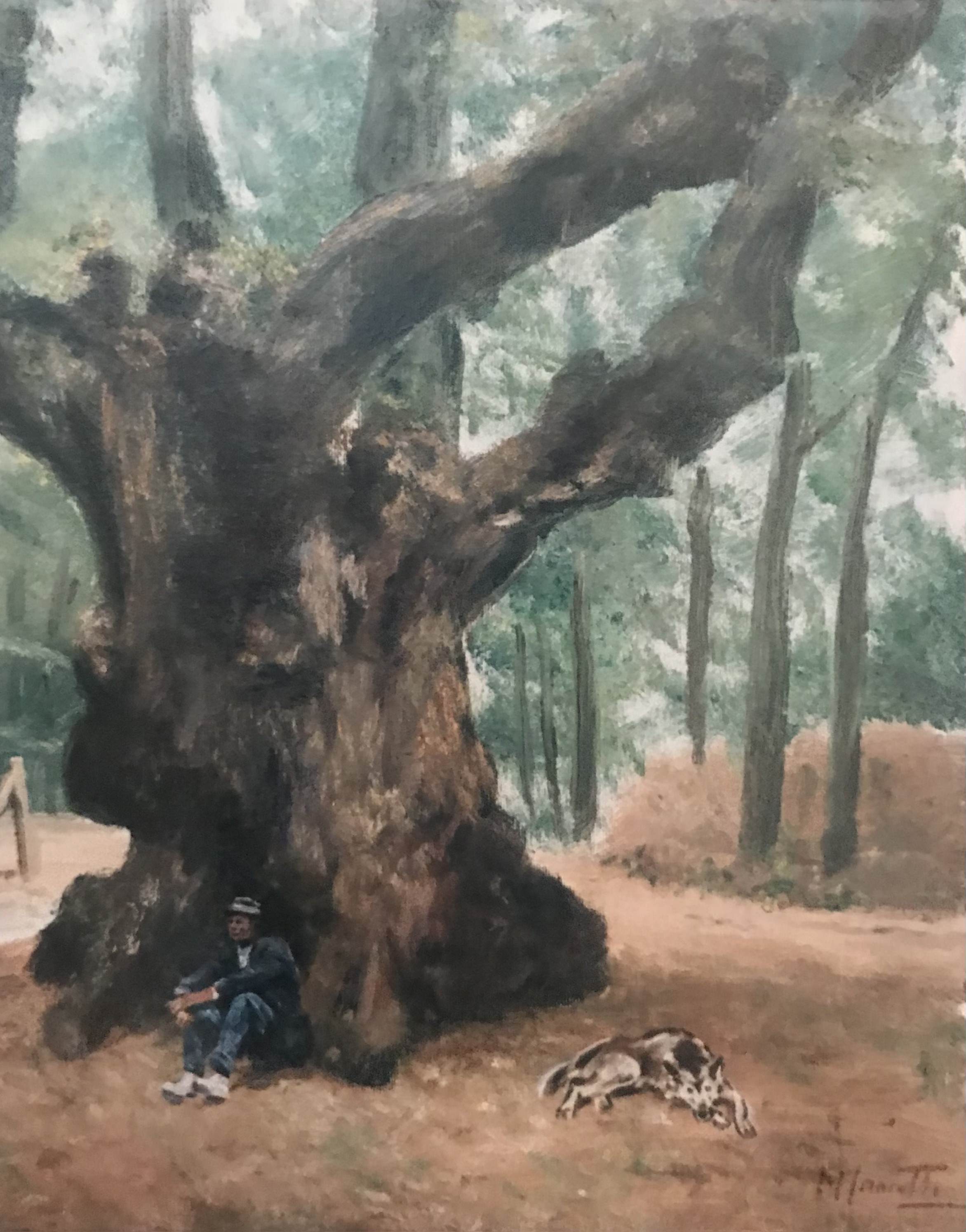 All'ombra della Quercia di Donato - olio su tela