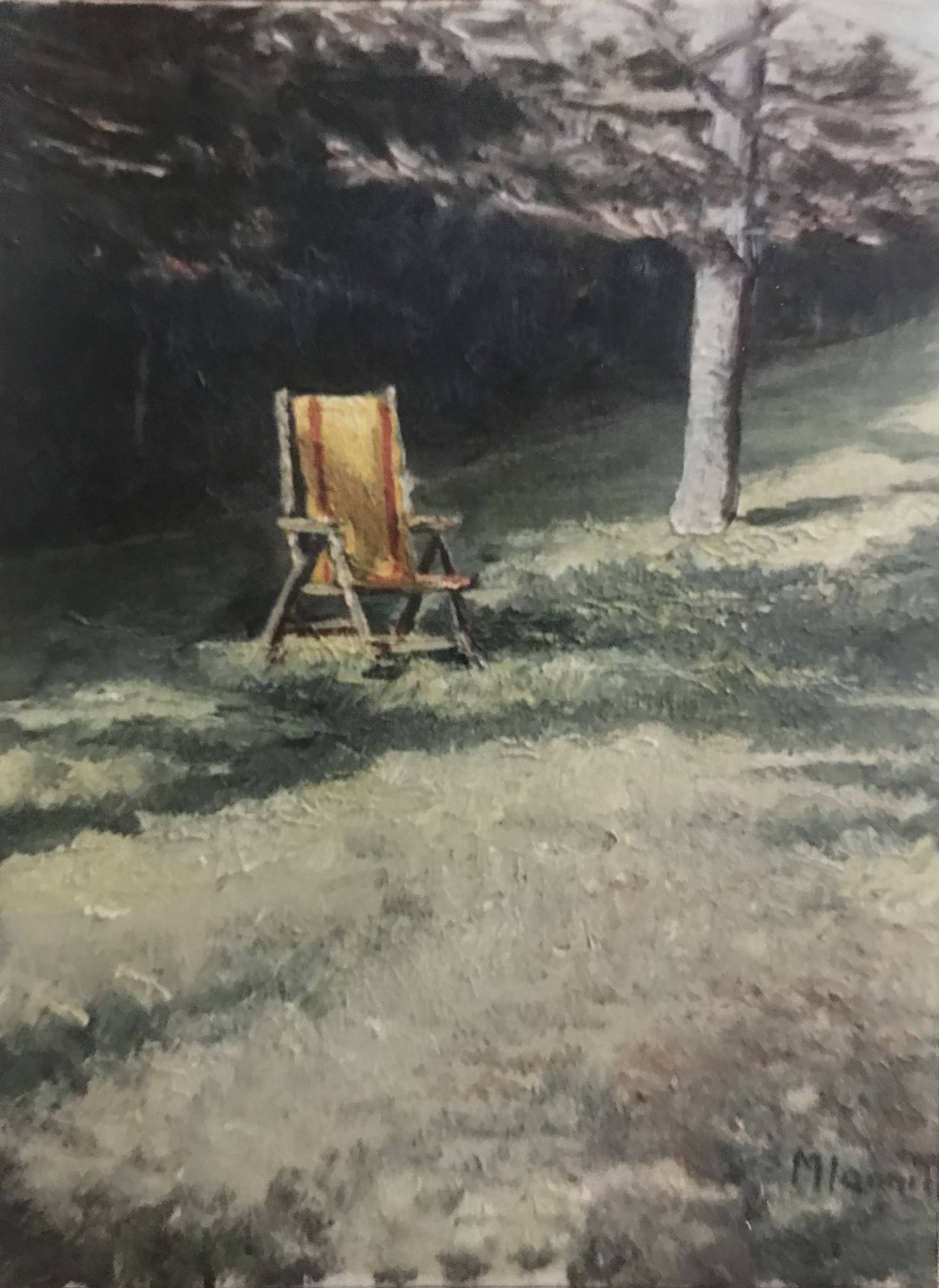 Una sdraio in giardino - olio su tela