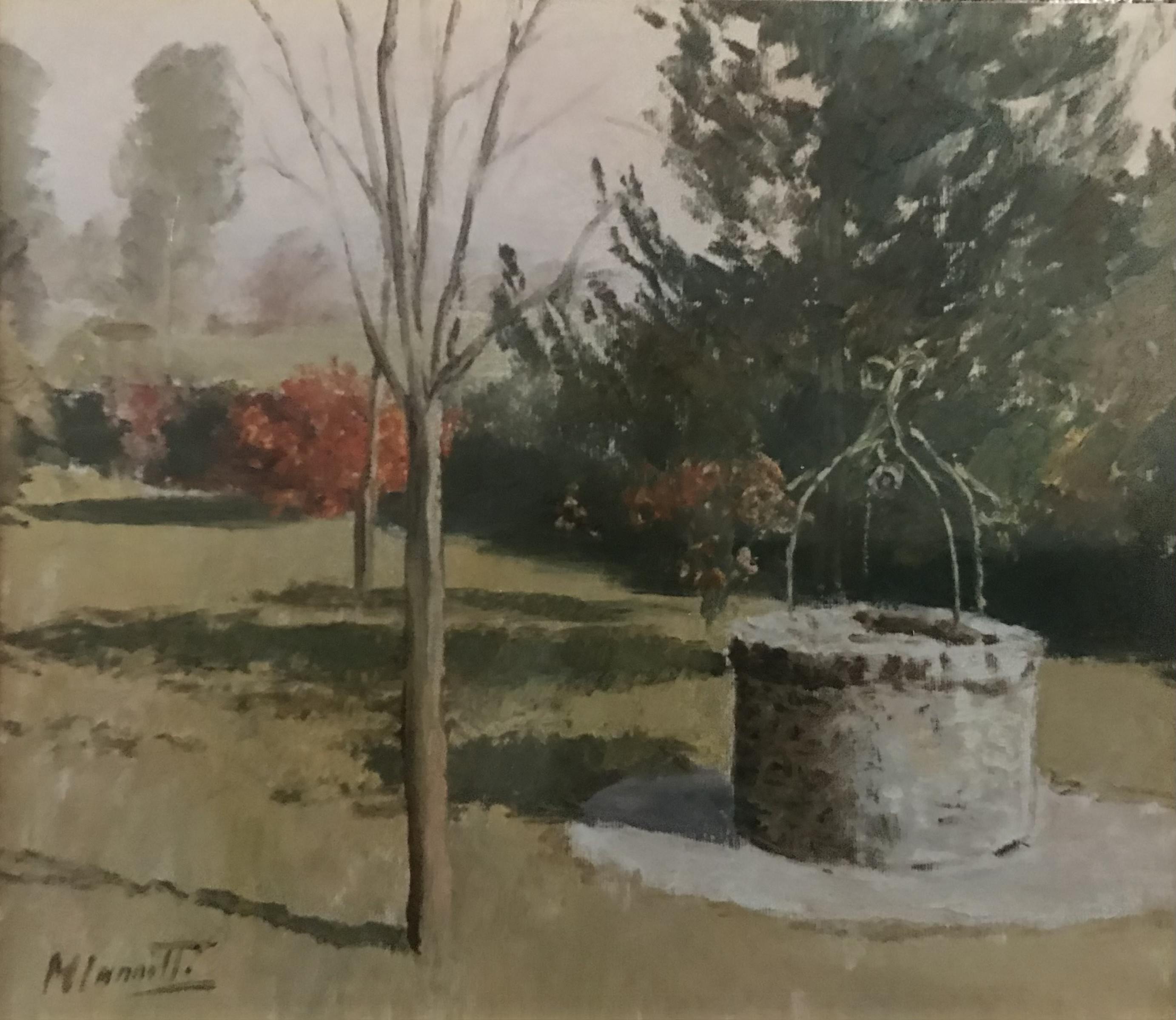 Pozzo con cespuglio rosso - olio su tela