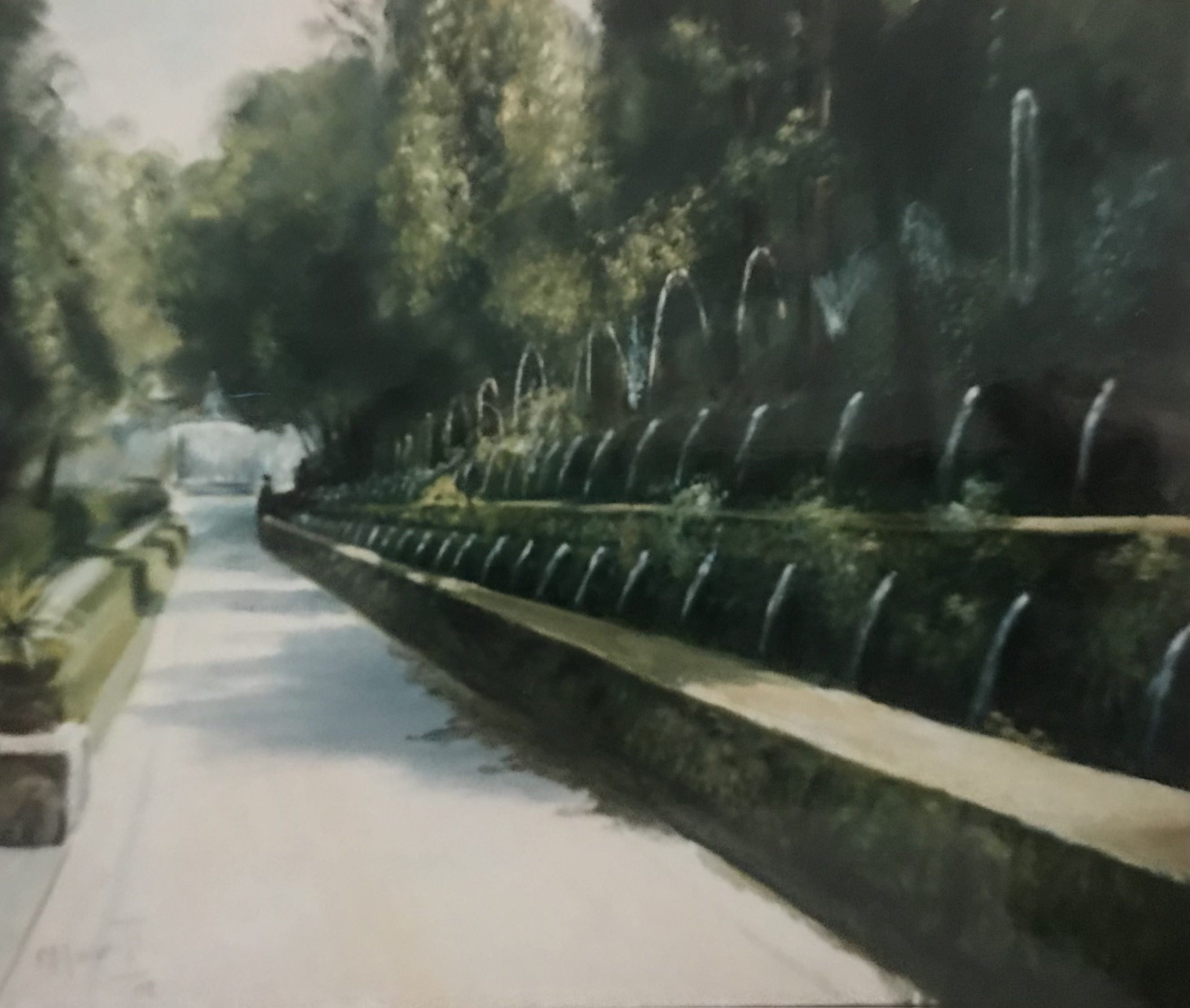 Sinfonie di verdi e fontane - olio su tela 50x70