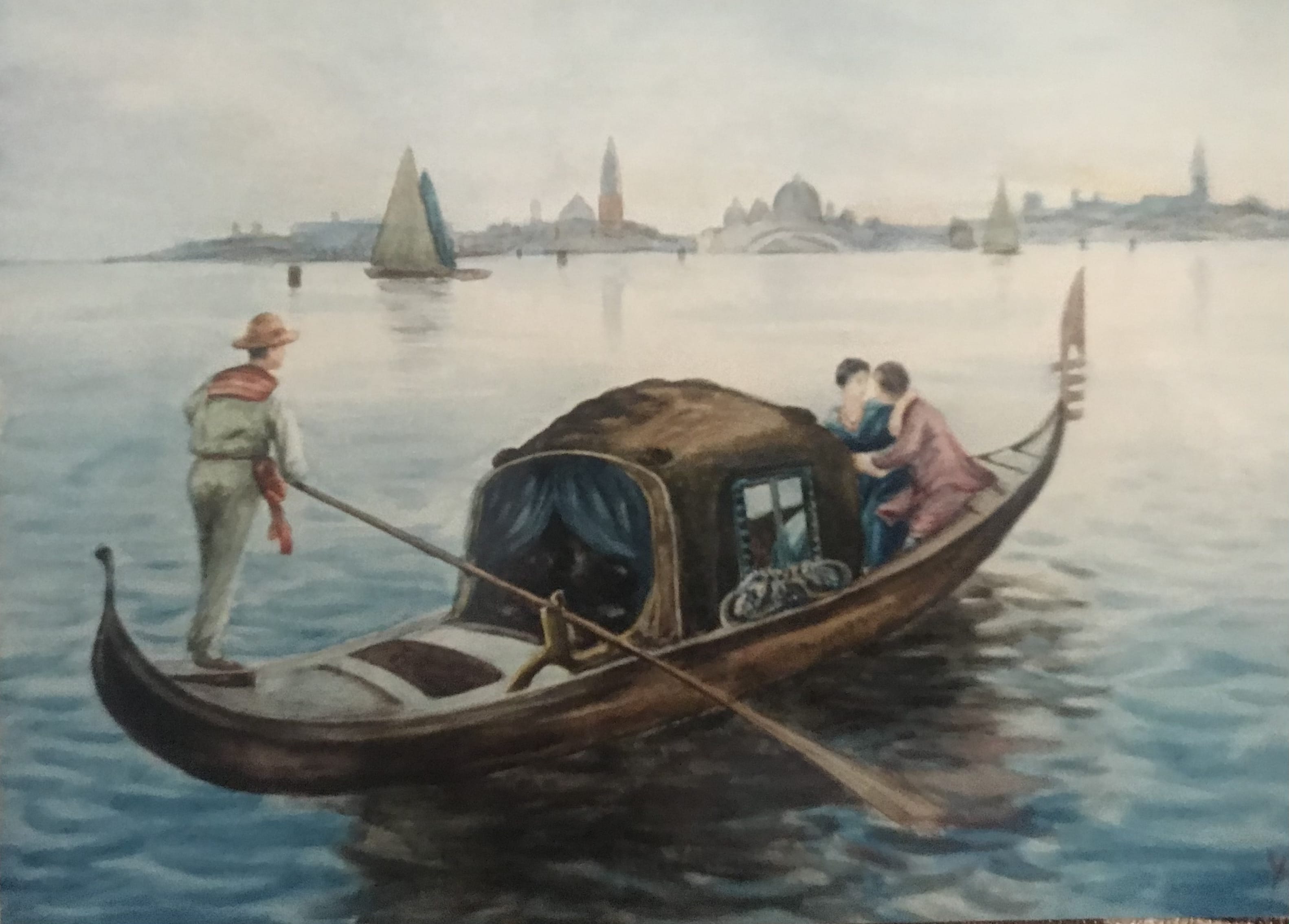 I gondolieri - olio su tela