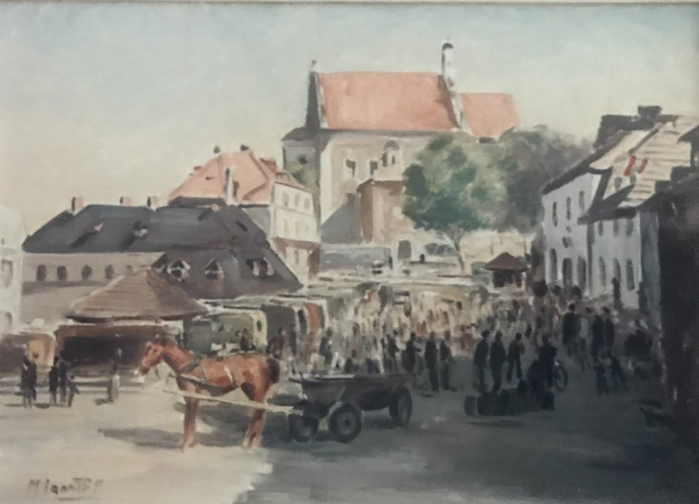 La festa del mercato - olio su tela